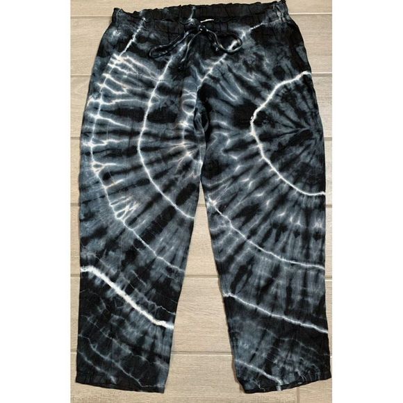 Hard Tail Forever Womens Size MEDIUM M Linen Pants Pockets Crop TIE DYE - Picture 1 of 10